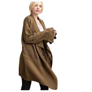 Dark Olive Textured Open Front Cardigan Size M/L